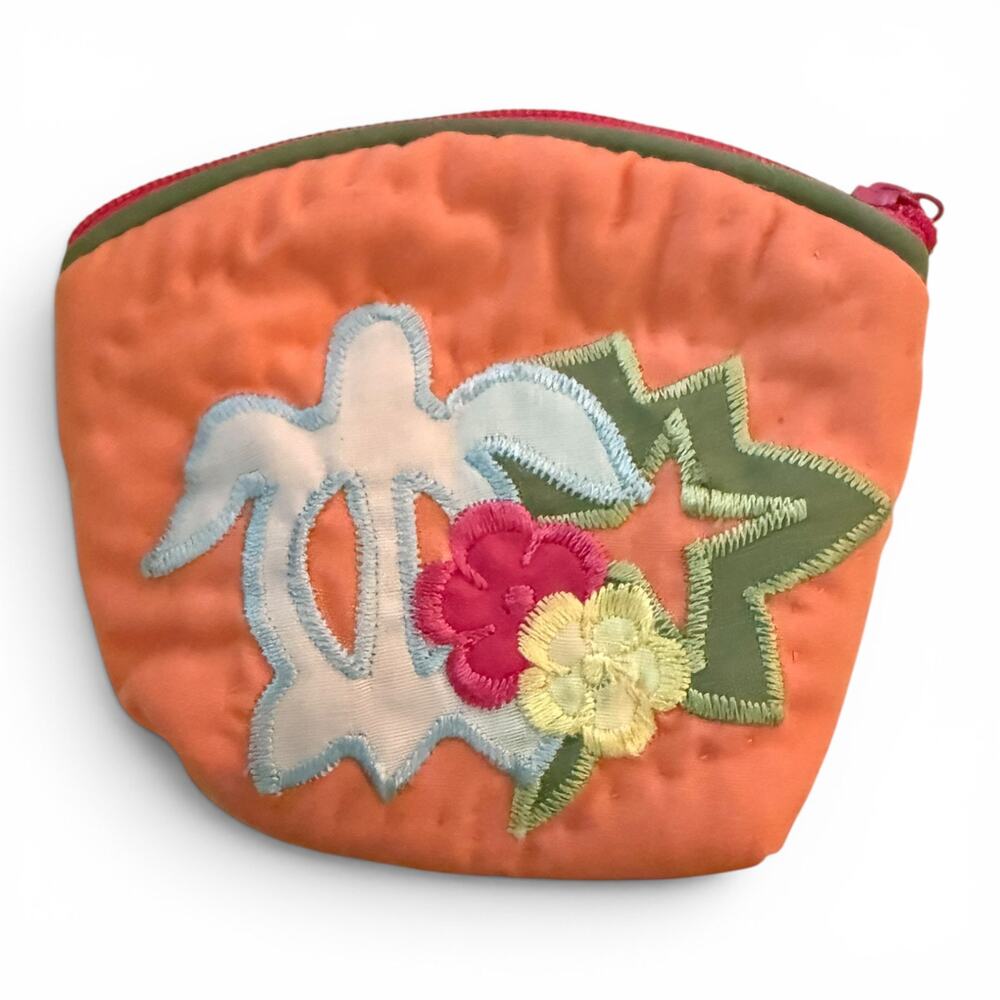 Quilted Hawaiian Honu Sea Turtle Floral Coin Purse NEW